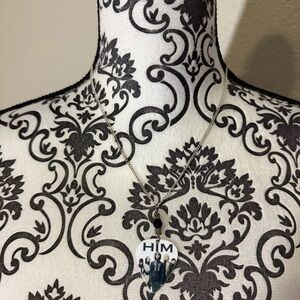 Silver Necklace with HIM Band Guitar pick